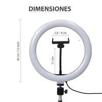 LIFA Trípode de 2.1m y aro de luz led de 3 colores de 30cm/12''  regulable ara selfie, fotografía, maquillaje, streaming Youtube, Tik Tok - details 3