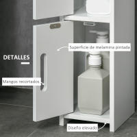 kleankin ArmarioAltodeBaño con 3 Puertas y 3 Estantes Abiertos Columna Auxiliar de Baño para Salón Aseo Dormitorio Estilo Moderno 15x17x120 cm - details 1