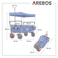 AREBOS Carro de Mano con Techo Plegable y Bolsa XXL | Ruedas Giratorias de 360° - details 7
