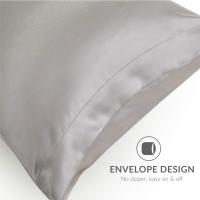 Juego de 2 fundas de almohada de satén para Cabello y piel de color gris Pletado de 20x30 pulgadas - Juego de 2 fundas de almohada de satén con Cierres type sobre - details 2