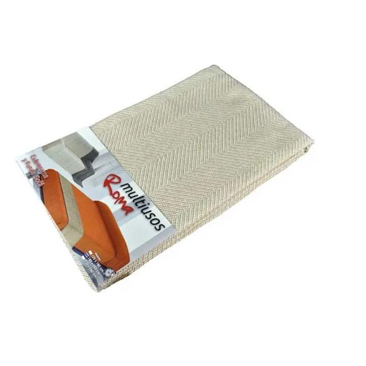 Colcha Multiusos Foulard para Cama y Sofá, Modelo Roma, Estampado, Color Crudo, Cañete - 1