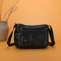 Bolso de hombre retro sencillo de piel para mujer, lavado, con múltiples compartimentos, bolso para teléfono móvil de gran capacidad - details 5