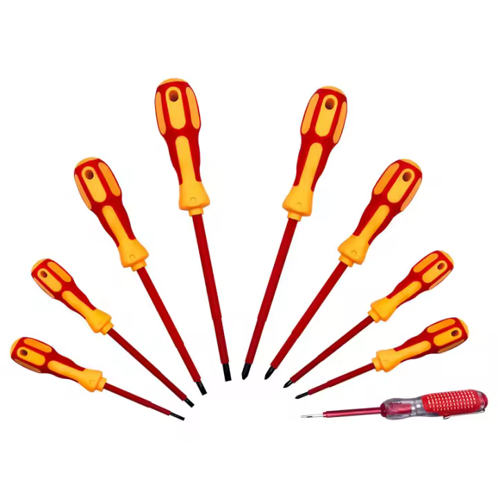 Juego de destornilladores de electricista aislados, puntas magnéticas y 1 bolígrafo de prueba, juego de destornilladores eléctricos, 1000V, 9 unidades - 1