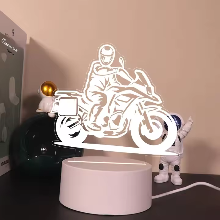 Lámpara De Noche LED 3D Para Motocicleta DIY Iluminación Para Dormitorio Decoración De Habitación Para Niños Regalo USB Atmosfera - 1
