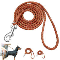 Correa De Cuero Ganchada Para Perros Pequeños Y Medianos Tejida En Nudo Color Marrón 4 Pies Para Caminar Y Jóvenes Gatos - details 2