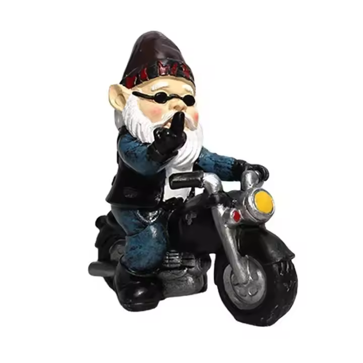 1PCS Gnome Dwarf De Resina Para Jardín Decoración De Hogar Hombre Viejo En Motocicleta Estatua Adornos De Jardinería - 1