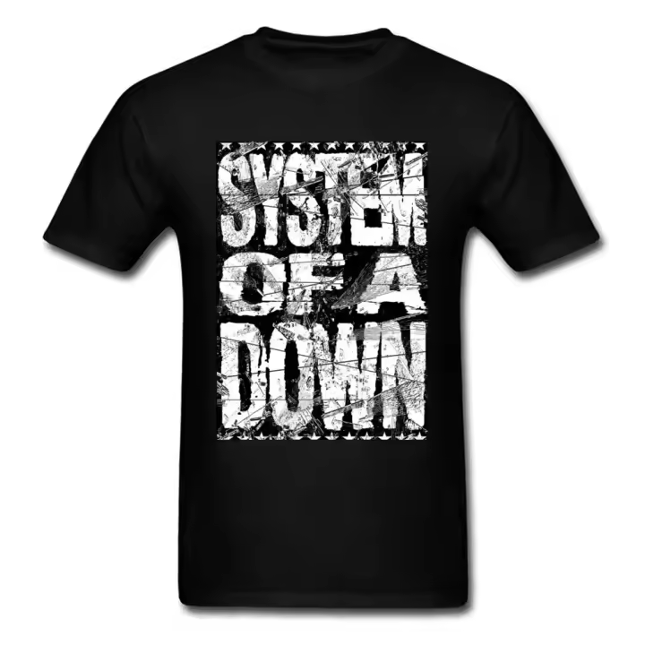 Camiseta De Hombre SYSTEM of a down 2018 Estampado De Letras Vintage Punk Manga Corta Colores Negro Y Blanco Top Tees Streetwear - 1
