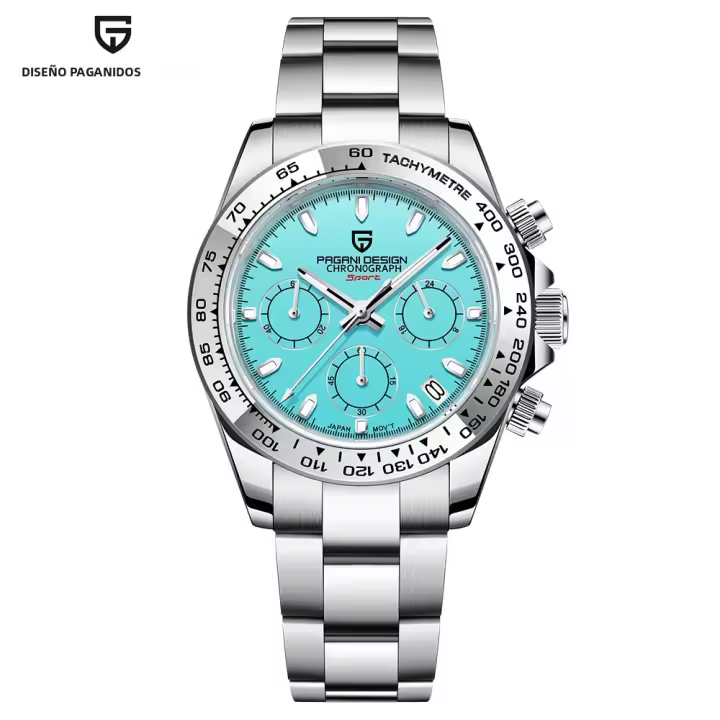 Reloj De Pulsera De Cuarzo Para Hombre PAGANI DESIGN Con Bisel De Acero Inoxidable Cristal De Zafiro Resistente Al Agua VK63 - 1