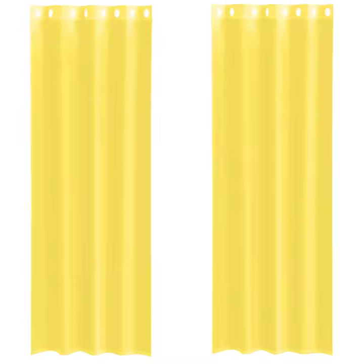 vidaXL Cortinas de gasa con ojales 2 uds amarillo - 1