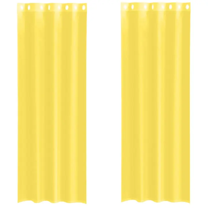 vidaXL Cortinas de gasa con ojales 2 uds amarillo - 1