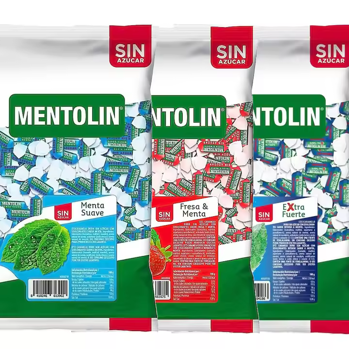 MENTOLIN PACK 3 Kg caramelos sin azúcar garganta Menta Suave & Fresa Menta & Extra Fuerte - 1