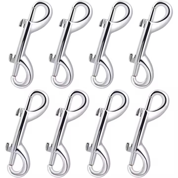 Mosquetón de doble extremo, 8 piezas de aleación de zinc con resorte y clip de cadena, mosquetón con resorte de 8,9 cm y hebilla de hardware, color plateado - 1