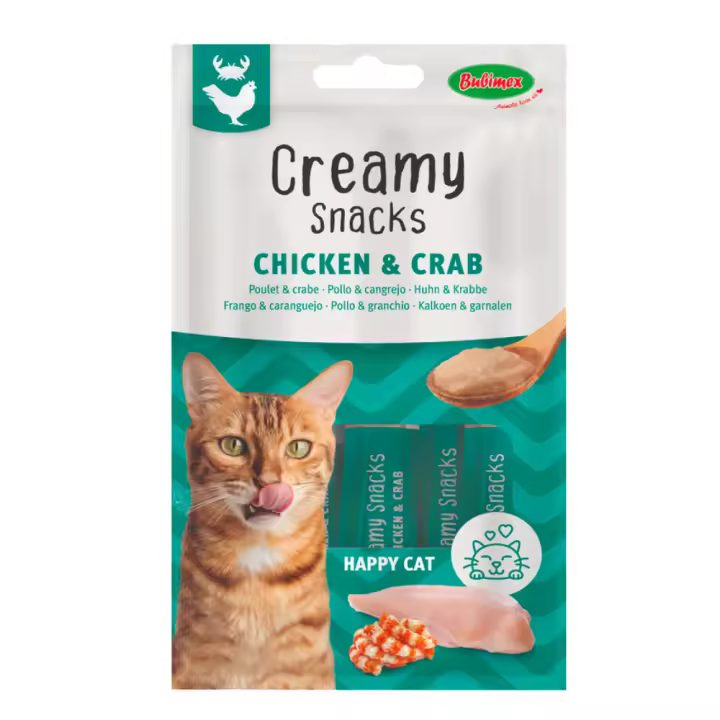 Snack Cremoso Bubimex para Gatos Felices - Pollo y Cangrejo (4x60g) - 1