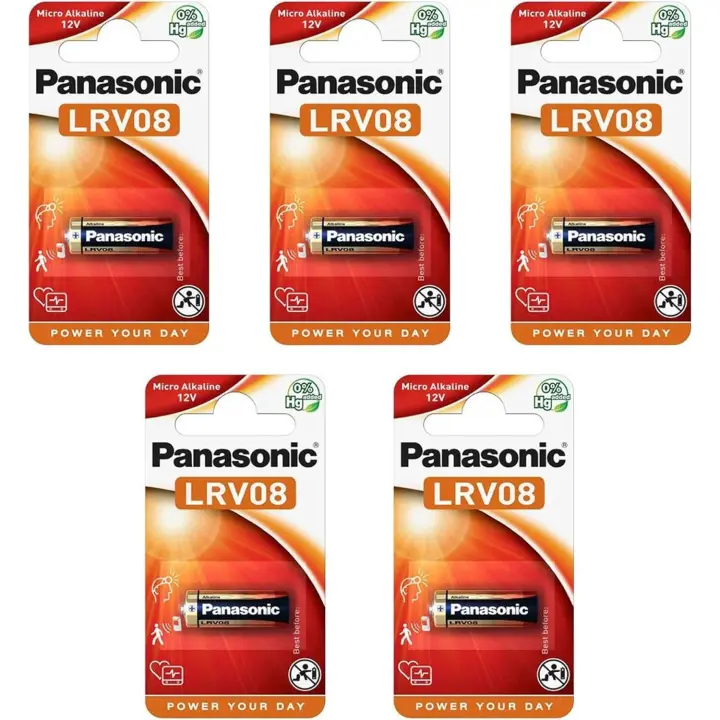 Panasonic, lote de 5 pilas Cell Power LR23 (LRV08), pilas alcalinas de manganeso 12 V. - 1