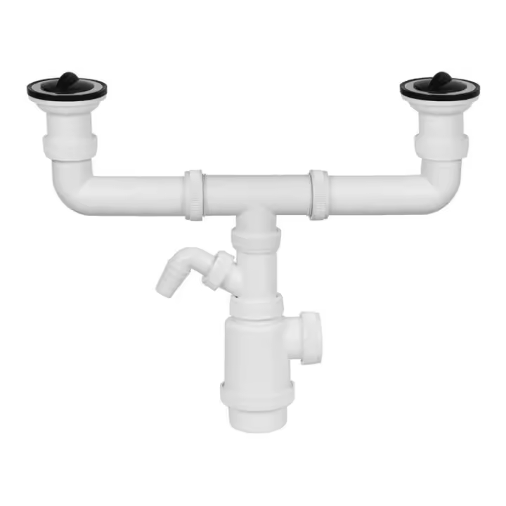 MIRTAK Sifón Doble de Botella Extensible Ø 70 mm con Toma de Lavavajillas - MIRTAK - 01597 Sifones Accesorios y Complementos Fontanería y Griferia  Sifon WC - 1