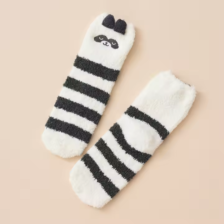 Calcetines De Terciopelo Coral Para Mujer Calcetines Gruesos De Otoño E Invierno Con Estilo De Dibujos Animados Suaves Y Elásticos Para Niños Y Niñas - 1