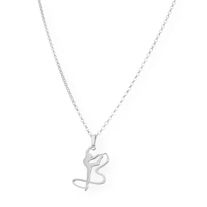 Castellano Joyeros Collar de Plata de Ley 925 con Colgante de Gimnasta y Baño de Oro 18K - 1