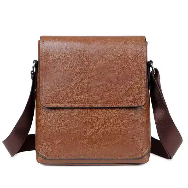 Bolso De Hombro Para Hombre Vintage De Cuero Genuino Pequeño Bolso Cruzado Diseñador Negocios Bolso Mensajero Moda Bolsa Colgante - 1