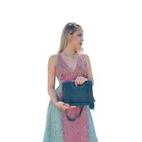 Everlyx - Bolso azul oscuro de mano o de hombro - Modelo Happy Doll - 22 x 20 cm - Hecho 100% de Piel - Mujer - details 2
