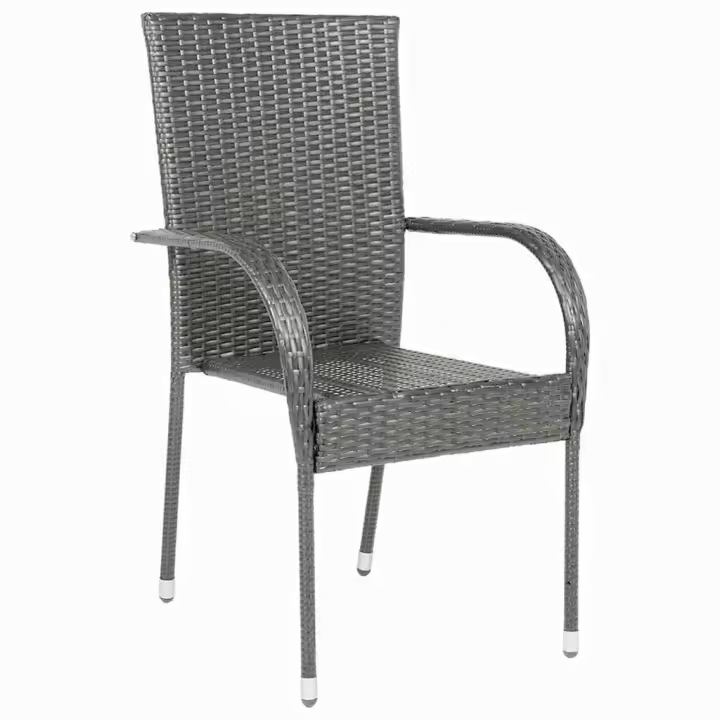 Sillas de Jardín apilables 4 Unidades de fregado sintético Gris - 1
