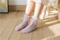 Calcetines De Encaje Para Bebés Y Niñas Sólidos Con Volantes Y Flores Calcetines De Baile De Princesa De Algodón Y Poliéster Para Niñas De 7 a 12 Años - details 4