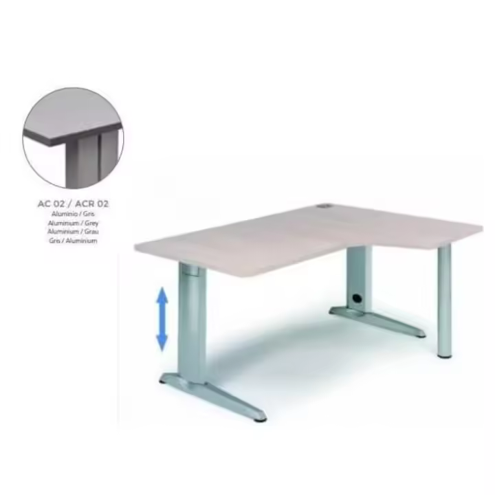 MESA DE ROCADA METAL ADJUST EN FORMA DE L DERECHA 160X120 CM COLOR GRIS - 1