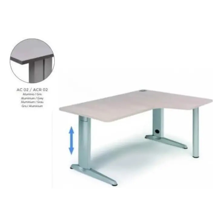MESA DE ROCADA METAL ADJUST EN FORMA DE L DERECHA 160X120 CM COLOR GRIS - 1