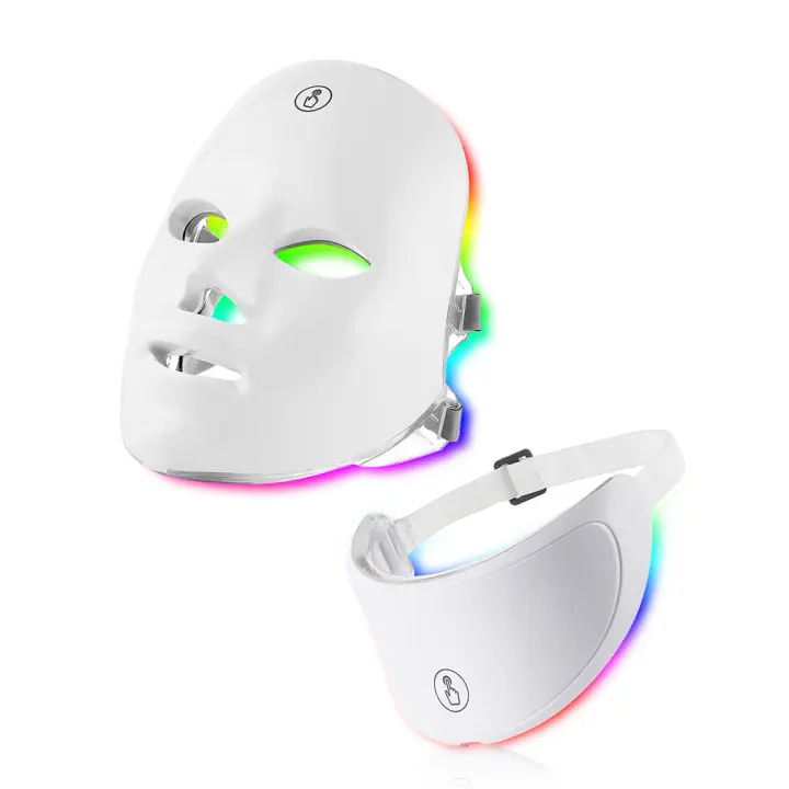 Mascarilla Facial Led con luz roja para cuello, máscara de terapia para estiramiento de la piel, antienvejecimiento, bio-light, belleza, blanqueamiento, hogar, 7 colores - 1