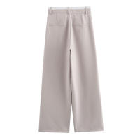 Conjunto De Vestido Y Pantalones Anchos Para Mujer TRAFZA Estilo Retro Sin Espalda Halter Collar Delgado Botones + Cintura Alta Pleated Con Bolsillos - details 12