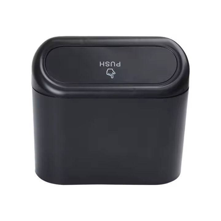 Caja De Basura Para Coche Negro ABS Tipo De Comprimido Cuadrado Almacenamiento De Basura Para Vehículo Accesorios Interiores De Auto Soporte De Limpieza Y Organización - 1