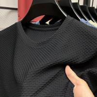 Camiseta De Verano Para Hombre Con Cuello Redondo Y Manga Corta Resistente a Arrugas Y Transpirable Tejido Versátil De Uso Casual - details 3