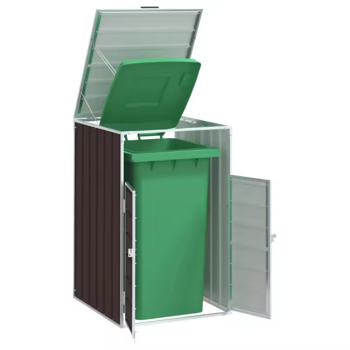 vidaXL Cobertizo de contenedor de basura acero 72x81x115 cm en color Gris/Antracita/Verde y más - 1