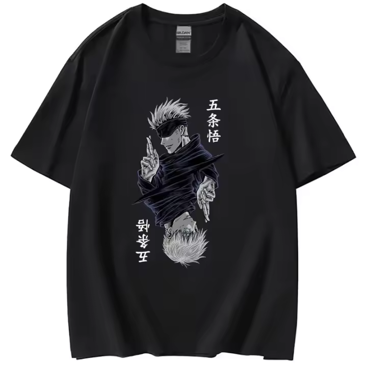 Camiseta Jujutsu Kaisen Satoru Gojo Para Hombres Y Mujeres Estilo Casual De Verano Con Impresión Moda Top De Polyester Stretch Alto - 1
