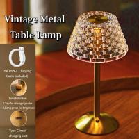 Lámpara De Mesa Nórdica Con Cristal Toque Dimming USB Recargable Luz Nocturna Para Decoración De Café Bar Hotel Dormitorio - details 4