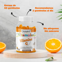 DRASANVI - VITAMOLAS VITAMINA C - Funcionamiento normal del sistema inmunitario - SIN AZÚCAR - Sabor Naranja - 60 Gominolas - details 1