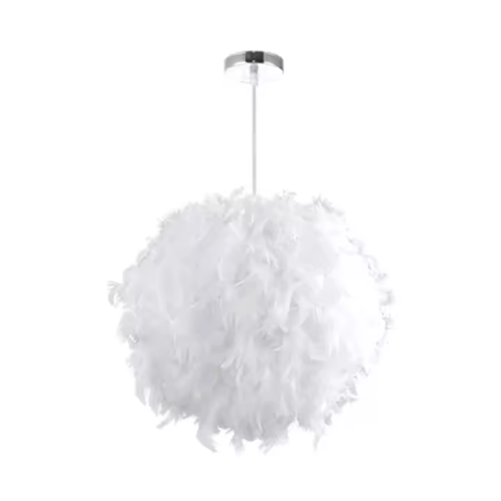 Lámpara De Pluma Moderna LED Blanco Para Decoración De Habitación Y Sala De Exposiciones Iluminación Simple Con Cordon Pendente - 1