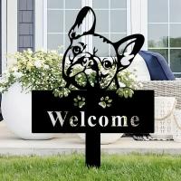 Decoración De Jardín De Perro Bulldog Exquisito Adorno Metálico Art Deco Palillo Duradero Marcador Memorial Regalo Perfecto Para Amantes De Los Animales Y Acento De Jardín - details 2