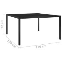 vidaXL Mesa de jardín de acero y vidrio negra 130x130x72 cm - details 5