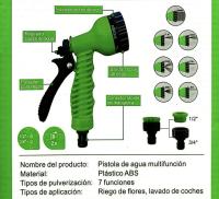 LIYSET-- Manguera de Jardín 10 m con Soporte - Manguera con Pistola de Pulverización con 7 Funciones de Riego - Color Verde - Ideal para Jardín, Terraza, Huerto, Balcón - details 1