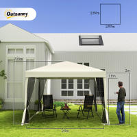 Carpa plegable gazebo plegable 3x3m con Paredes laterales y Bolsa de Transporte, Maple y Canvas Oxford, beige, ¡Perfecta para fiesta en El Jardín y eventos! - details 4