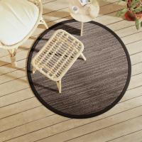 vidaXL Alfombra de exterior ARAKIL negra Ø120 cm PP en color Negro/Diseño cuadrado/naranja y blanco y más - details 8