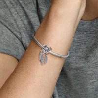 Pandora Charm de Colgante en Plata de Ley Atrapasueños con Corazón y Tres Plumas Plata 799107C00,Incluye Caja Original - details 1
