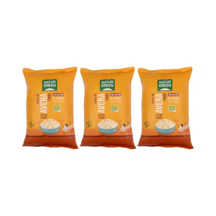Pack 3x NaturGreen Copos de Avena Finos Sin Gluten Bio 1 kg - 1