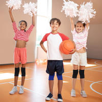 Manguito De Compresión Para Rodilla De Niños Protección Deportiva Para Baloncesto Voleibol Gimnasia Tallas Universales Colores Azul Negro Rosa - details 0