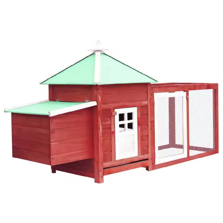 vidaXL GALLINERO CON PONEDERO MADERA MACIZA ABETO ROJO 190X72X102 CM - 1