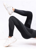 Leggings De Yoga Sin Costuras Para Mujer High Waisted Color Block Suaves Y Elásticas Transpirables Levantamiento De Glúteos Gimnasio Deportes Pantalones De Ejercicio - details 9
