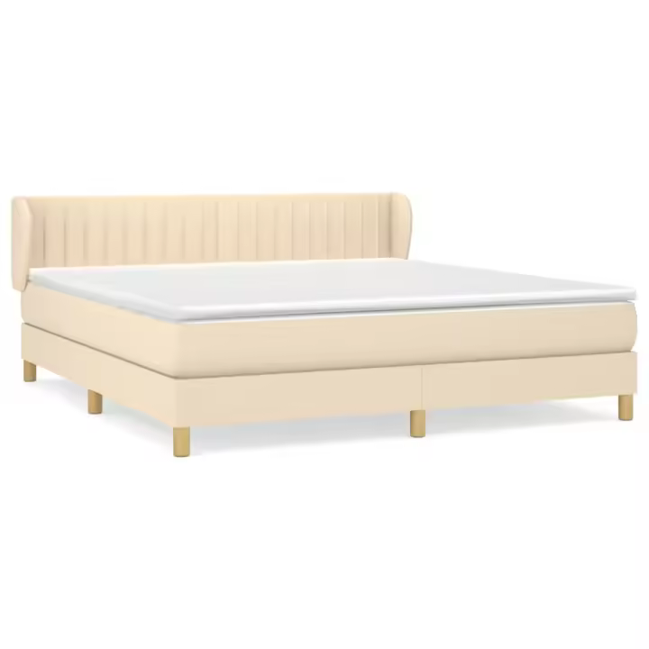 vidaXL Cama box spring con colchón tela color crema 180x200 cm - 1