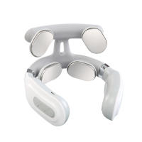 Masajeador Cervical Inteligente Con 4 Cabezas Ajuste De Fuerza Recargable Por USB Calefacción Por Voz Blanca Cuidado Del Cuello - details 0