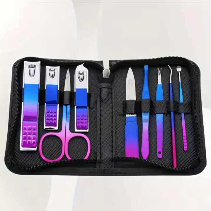 Kit Profesional De Manicura Y Pedicura En Acero Inoxidable Con Estuche De Viaje Y Alicate De Uñas Y Tijeras De Prensa 9-18 Piezas - 1