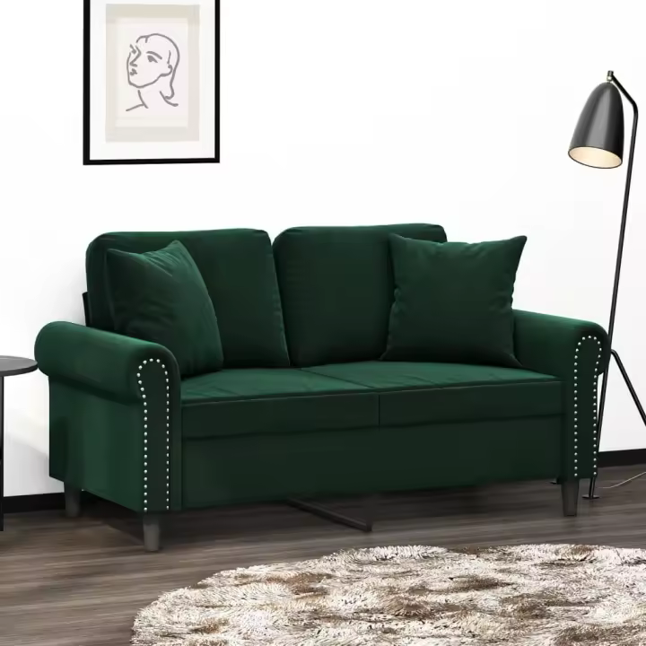vidaXL Cojines decorativos 2 uds terciopelo verde oscuro 40x40 cm - 1
